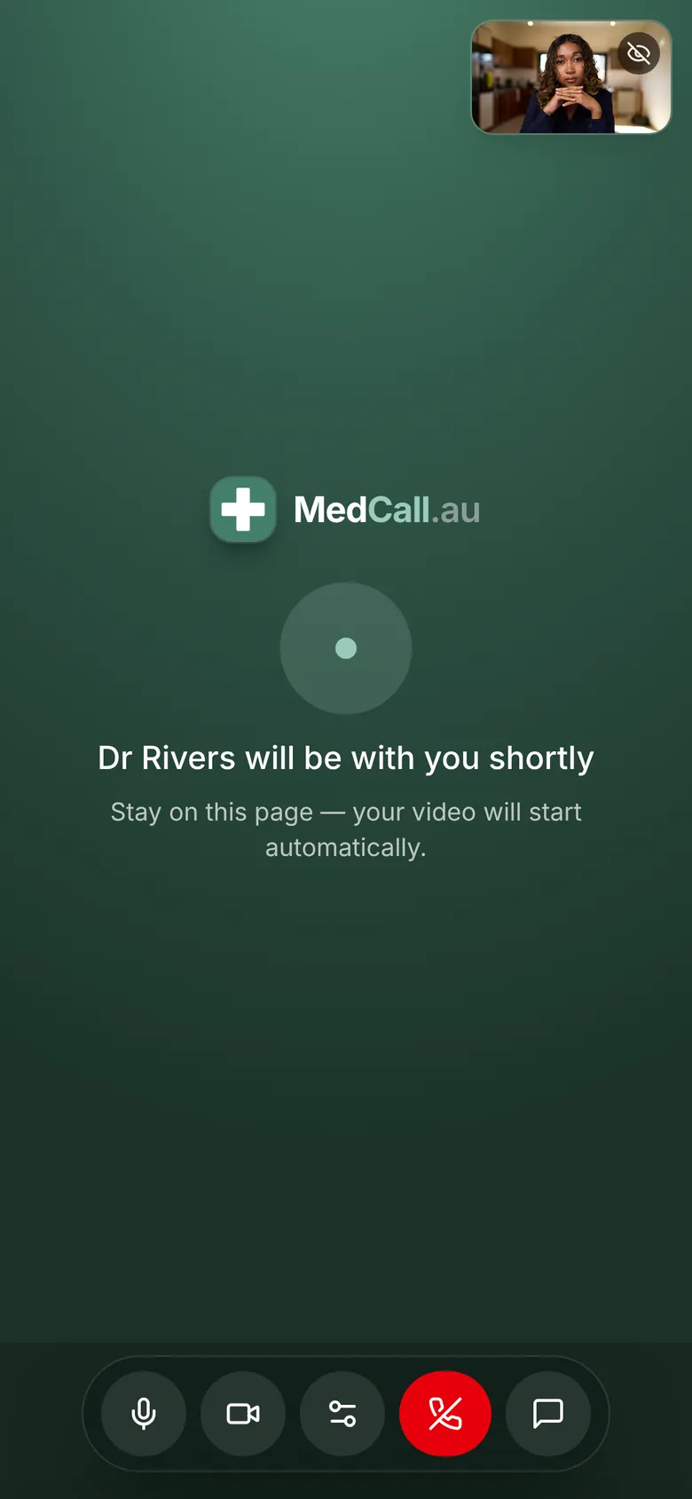 On a phone: the waiting room, saying the doctor will be with them shortly